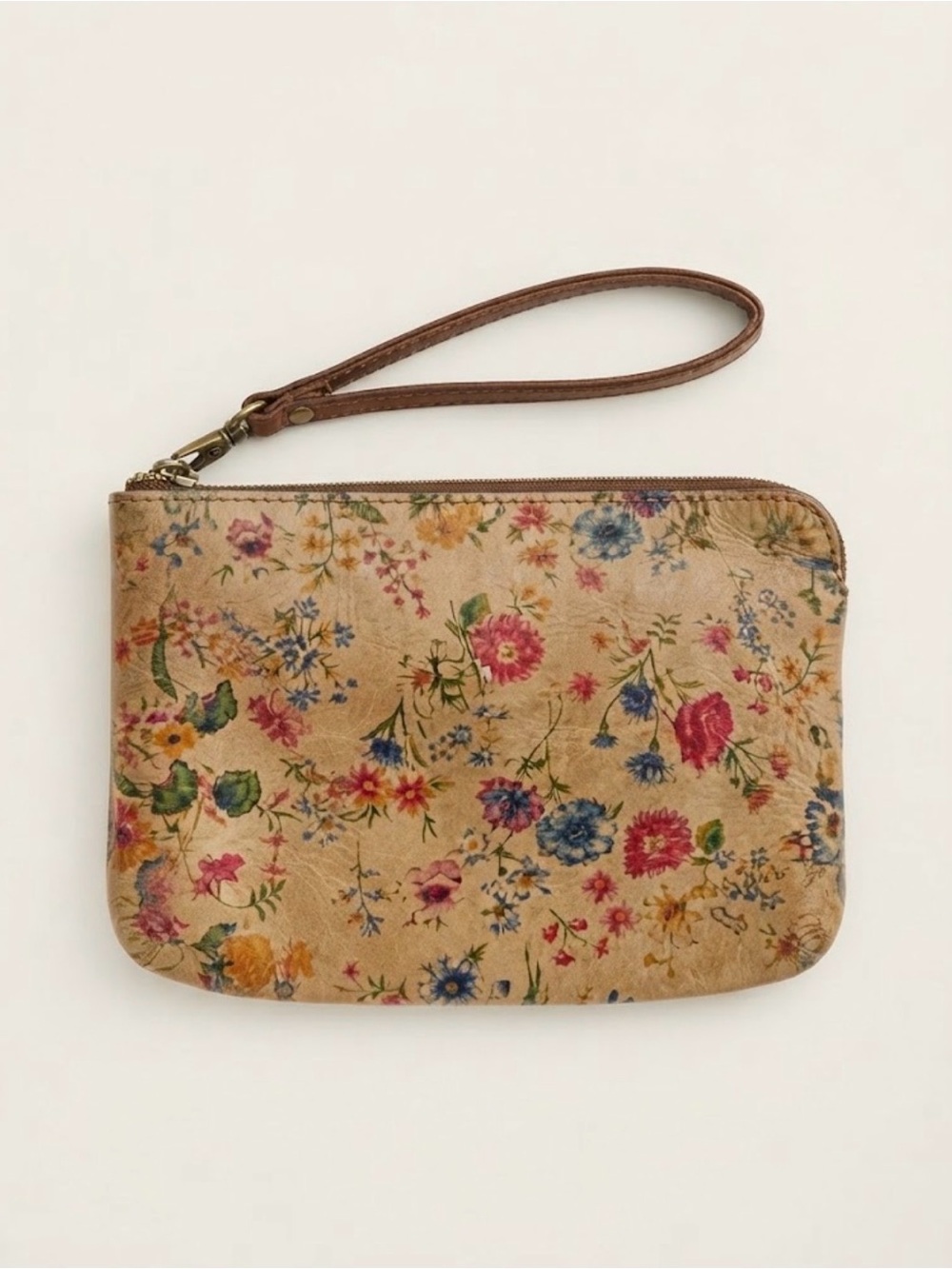 PATRICIA NASH Cassini Prairie Rose Leather Wristlet Bohemian Cottagecore Floral